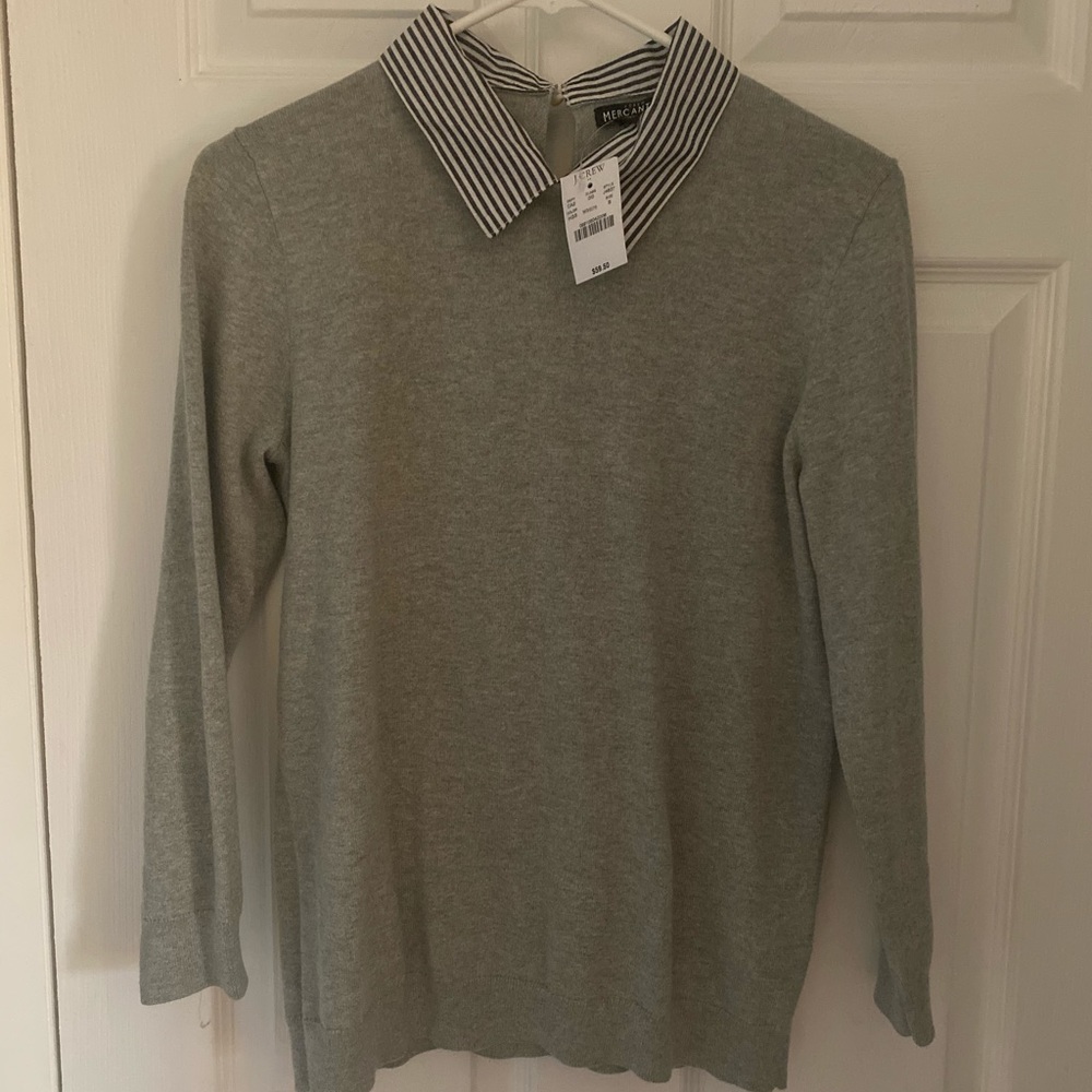 J. Crew Sweater with striped collar